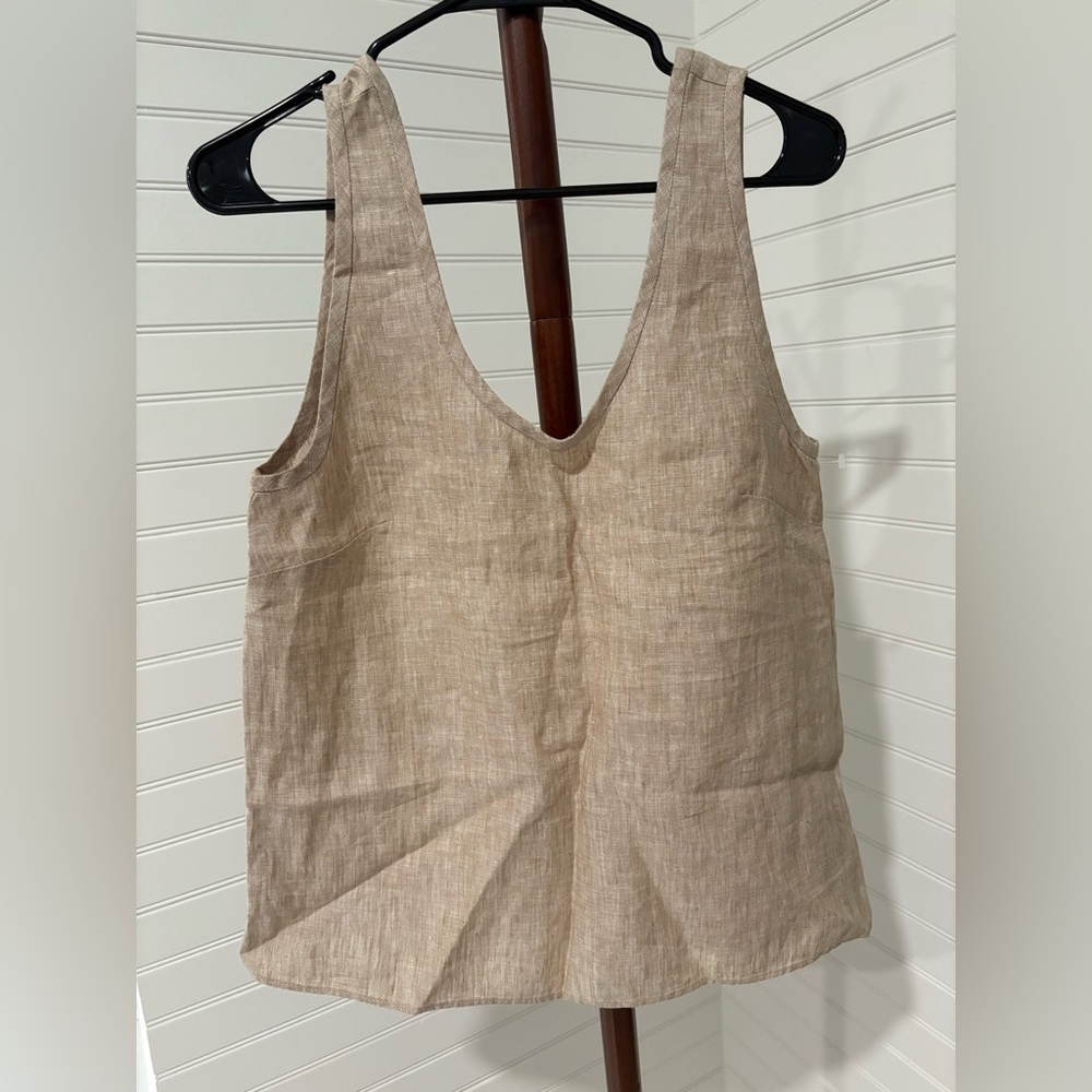 Everlane Beige Linen Scoop Neck Tank Top